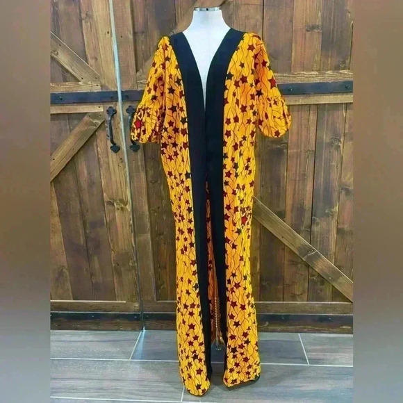TUFAFII Vibrant Long Open Kimono Jacket Created by African Artisans NWT Size M - Picture 3 of 8